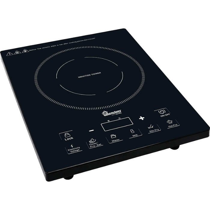 Induction Cooker Free Non Stick 24 Cm Pan Inside Black Rm 381 Ramtons